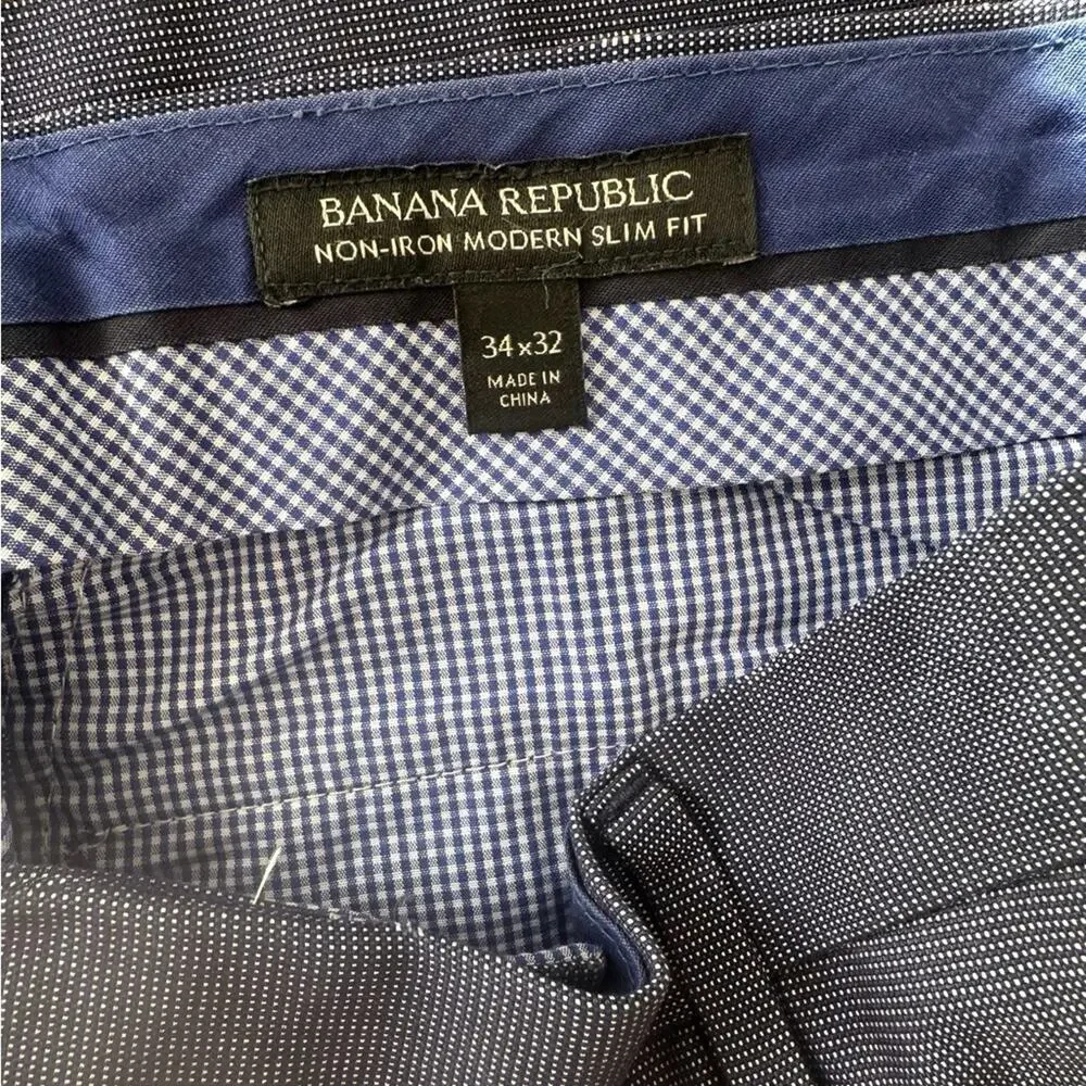 Banana Republic Ankle-Length Gray blue non iron modern slim fit Pant 34x32